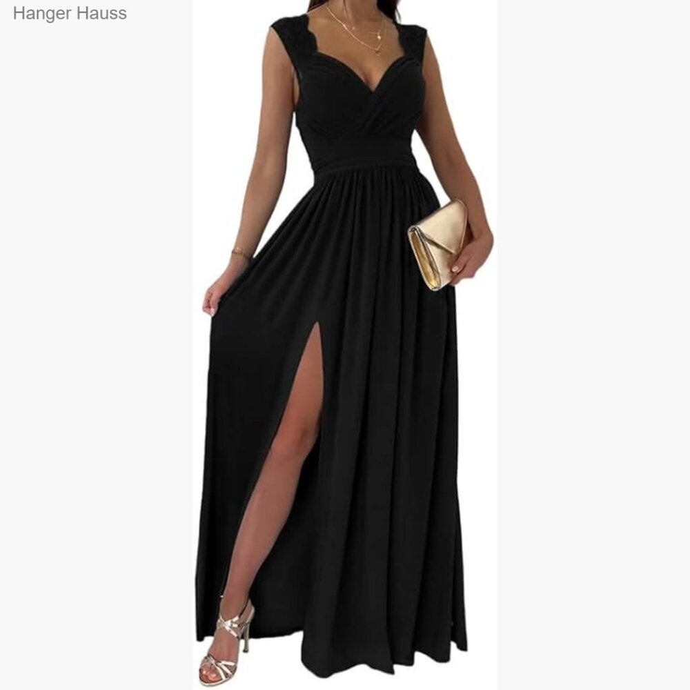 Wrap V-Neck Ruched Maxi Dress Formal Wedding Guest Size S M L XL